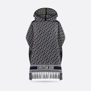 Christian Dior Oblique Hooded Fringe Poncho